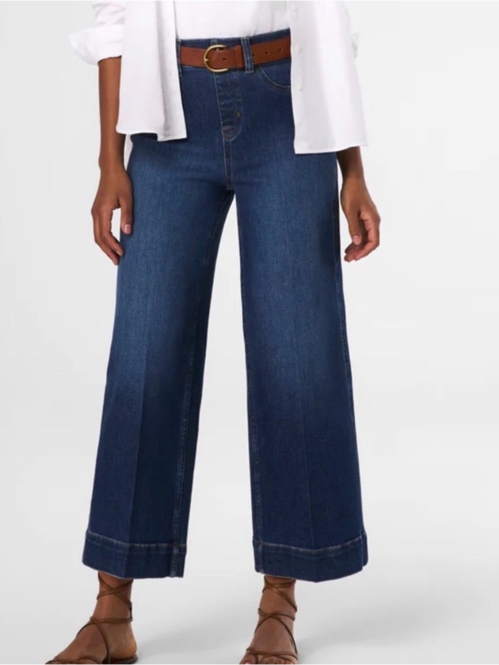 NWT Spanx Women's Everywear Cropped Wide Leg Jeans In Authentic Blue Size 1X